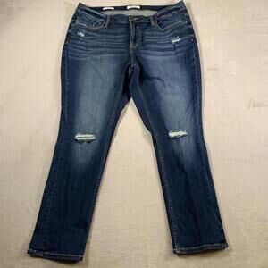 Vigoss Jeans Size 16 Womens Dark‎ Wash Distressed Mid Rise Skinny Trosuer Short